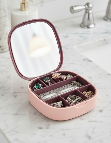 Alhajero Joyero Organizador De Joyas Espejo Portátil Viajes