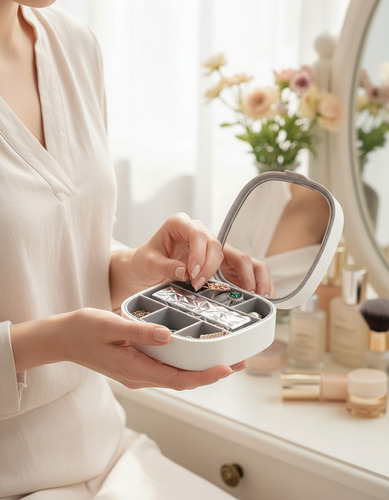 Alhajero Joyero Organizador De Joyas Espejo Portátil Viajes