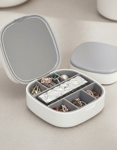 Alhajero Joyero Organizador De Joyas Espejo Portátil Viajes