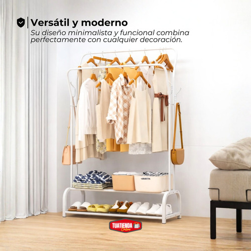 Perchero Doble Barral Exhibidor Zapatero Organizador Ropa