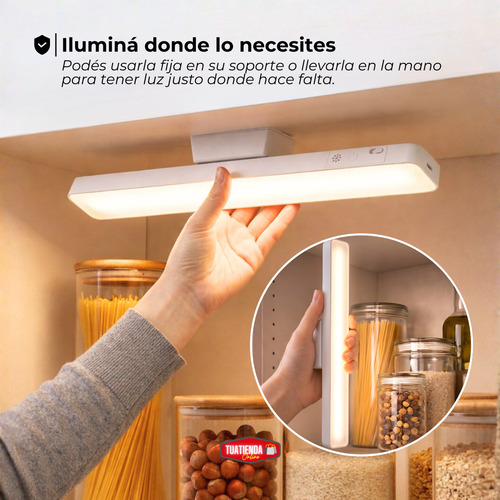 Barra Luz Led Magnética 30cm Recargable Cocina Bajo Alacena Blanco