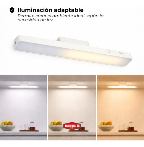 Barra Luz Led Magnética 30cm Recargable Cocina Bajo Alacena Blanco