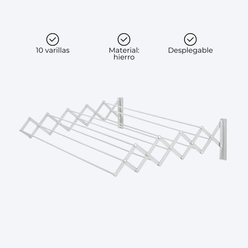 Tender Extensible Pared Plegable Ancho De 80cm 10 Varillas