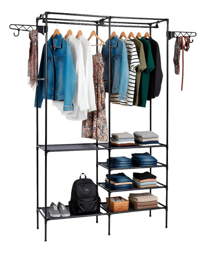 Perchero Organizador Ropa Calzado Zapatero Armario Multiuso Negro