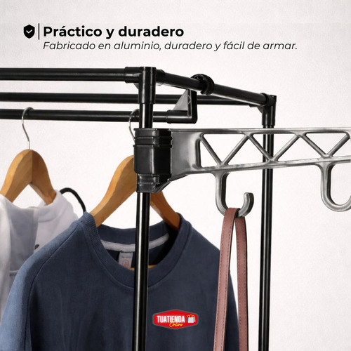 Perchero Organizador Ropa Calzado Zapatero Armario Multiuso Negro