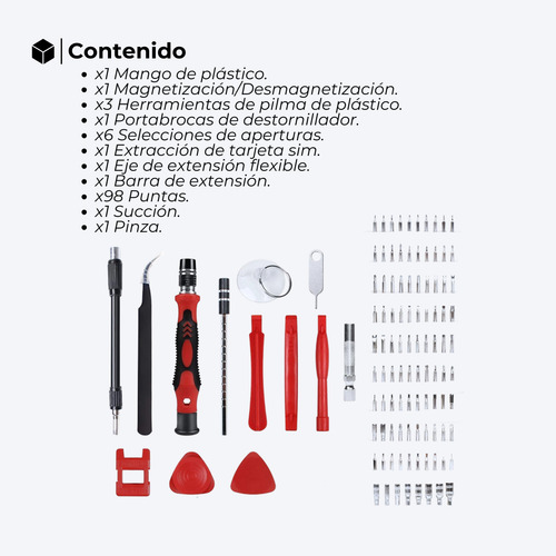 Kit Herramientas De Precisión 115 En 1 Puntas Magnéticas