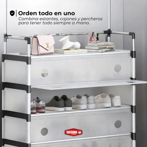 Organizador Perchero Zapatero Multifuncional Zapatillas Cromado