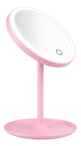 Espejo Touch Para Maquillaje Con Luz Led 3 Tonos Táctil Usb  Rosa