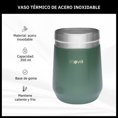 Vaso Térmico Con Tapa Acero Inoxidable 350ml Antideslizante 