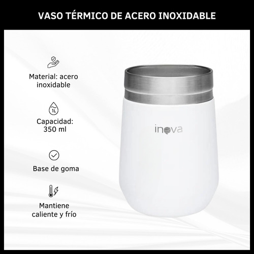 Vaso Térmico Con Tapa Acero Inoxidable 350ml Antideslizante 