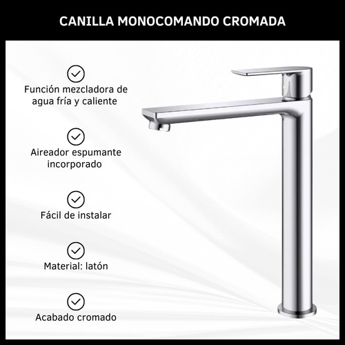 Canilla Grifería Monocomando Cocina Y Baño Acabado Cromado