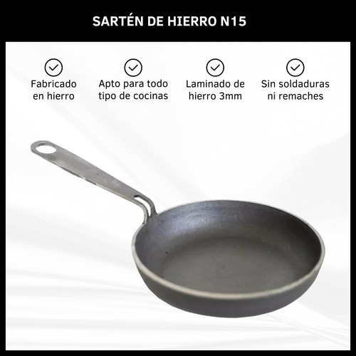 Sartén Hierro 15 Cm Provoletera Antiadherente Parrilla Horno