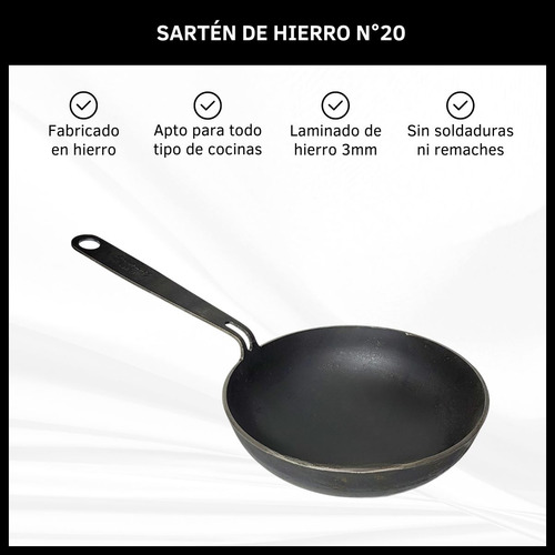 Sartén De Hierro 20 Cm Antiadherente Parrilla Cocina Horno Negro