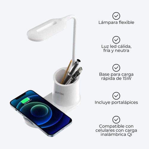 Lampara Led Flexible Con Base De Carga Y Tres Modos De Luz