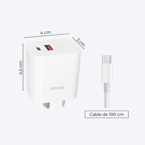 Cargador Adaptador Usb C Cable Tipo C 20w Carga Rápida