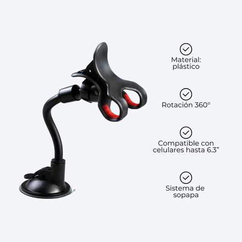 Soporte Celular Auto Brazo Flexible Universal Con Sopapa
