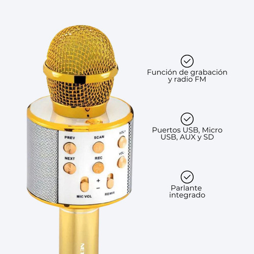 Micrófono Karaoke Bluetooth Parlante Inalámbrico Efecto Voz