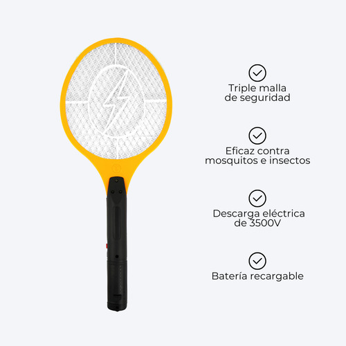 Raqueta Paleta Mata Mosquitos Moscas Recargable Usb
