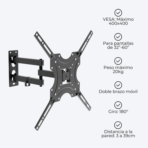 Soporte Brazo Articulado Móvil Para Tv De 32 A 60 Pulgadas