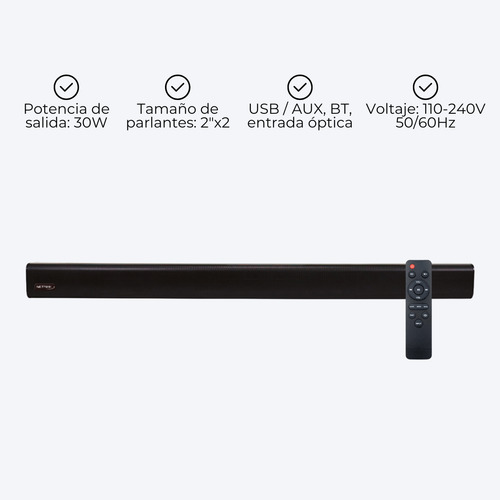 Barra De Sonido Para Tv Bluetooth Aux Optical Control Remoto