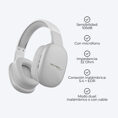 Auriculares Vincha Inalámbricos Dual Bluetooth Auxiliar