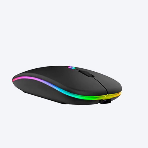 Mouse Inalámbrico Recargable Luz Led Rgb Silencioso Portátil