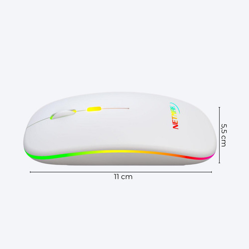 Mouse Inalámbrico Recargable Luz Led Rgb Silencioso Portátil