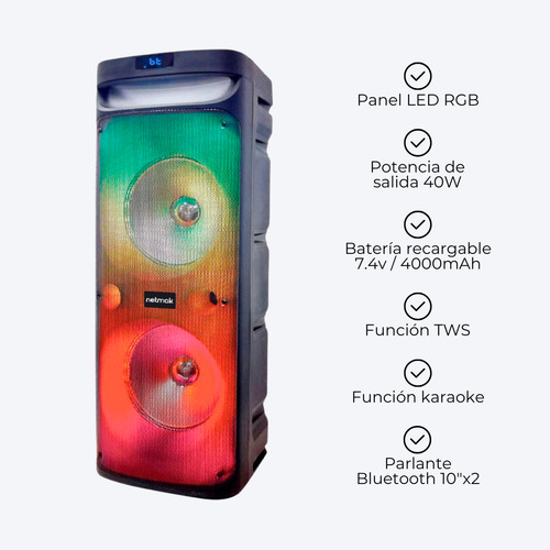 Parlante Inalámbrico Portátil Con Bluetooth Luces Led Rgb