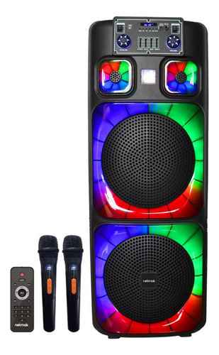 Parlante Inalámbrico Bluetooth Luces Rgb Micrófonos Karaoke Negro