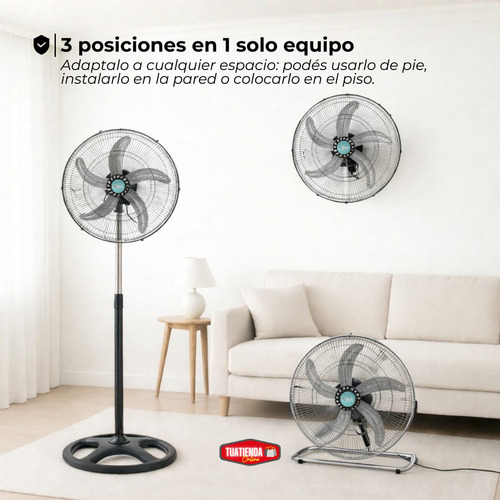 Ventilador Om 3 En 1 Pared/piso 3 Velocidades Metal 50cm