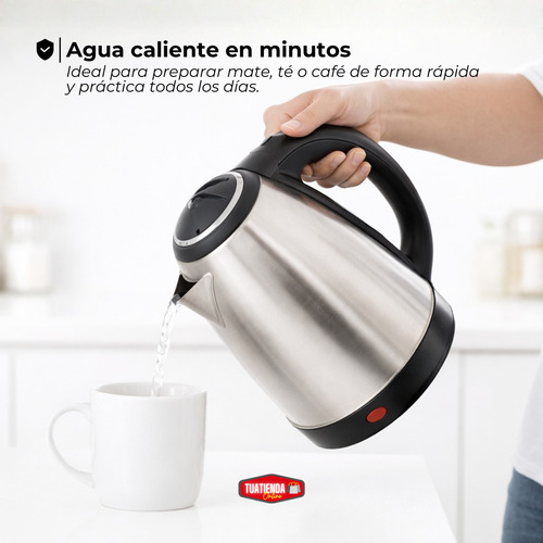 Pava Eléctrica Jarra Acero Inoxidable 2 Lts Corte Automatico