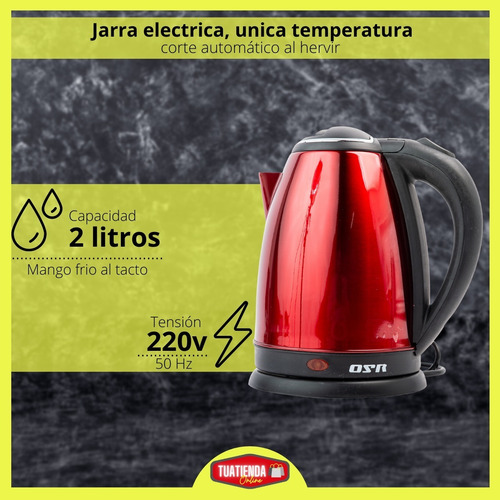 Pava Eléctrica Jarra Acero Inoxidable 2 Lts Corte Automatico