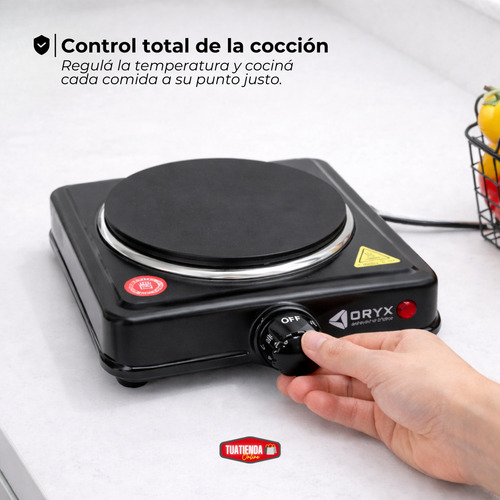 Anafe Eléctrico Oryx Negro 1 Hornalla 1000w 5 Potencias 220v Negro