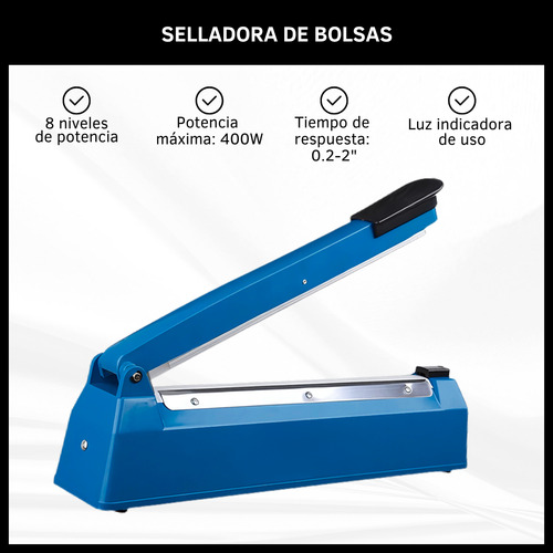 Selladora De Bolsas 40cm 8 Niveles Con Regulador Progresiva  Azul