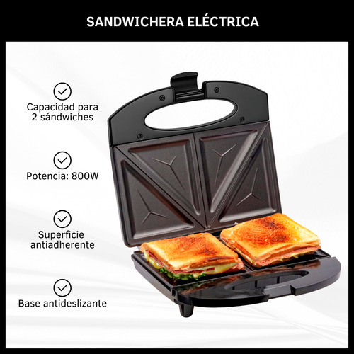 Sandwichera Eléctrica Tostadora Placa Antiadherente Tostados
