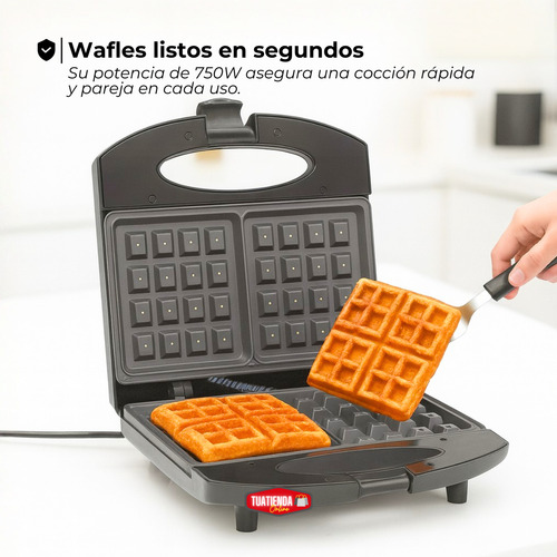 Waflera Electrica Oryx S1807 Teflon Antiadherente 750w  Negro