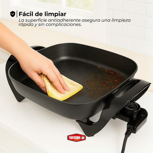 Olla Eléctrica Sartén Multiuso Antiadherente 1300w 3 Litros Negro 00