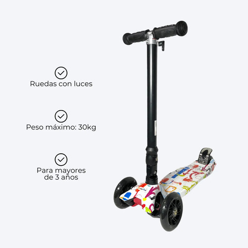 Monopatín Infantil Oryx Lss01 4 Ruedas Colorido Para Niños