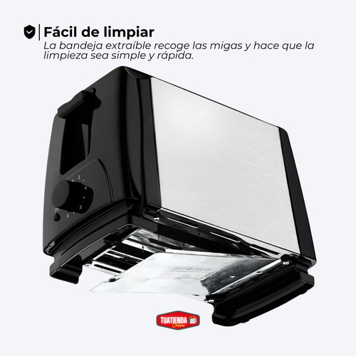 Tostadora Eléctrica Oryx Acero 2 Ranuras 6 Niveles Tostado Negro Con Plateado