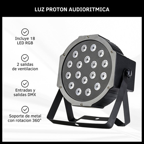 Luz Proton Par 18 Led Rgb Luces Iluminación Dj Para Fiestas
