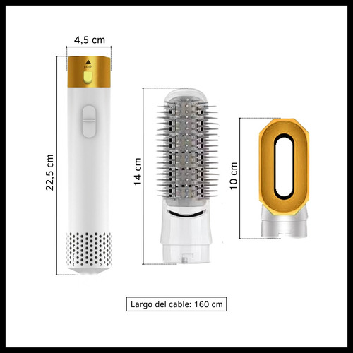 Set Moldeador Secador 5 En 1 Accesorios Cepillo Dorado