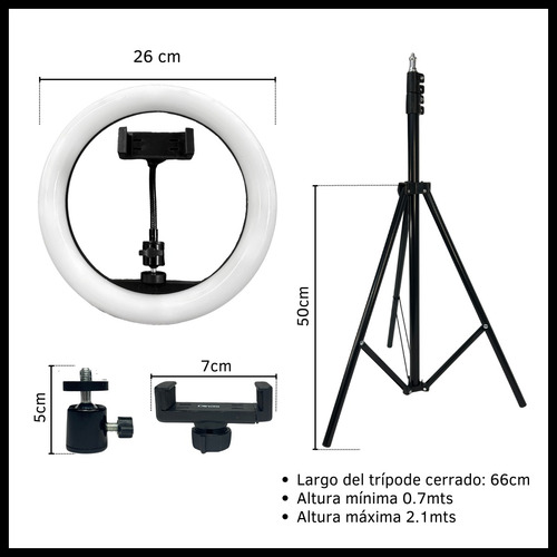 Aro De Luz Led Tripode 26 Cm 10 Pulgadas Rgb Colores Soporte