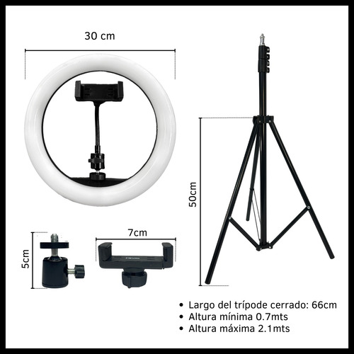 Aro De Luz Led 30 Cm 12 Tripode  Rgb Colores Soporte Celular