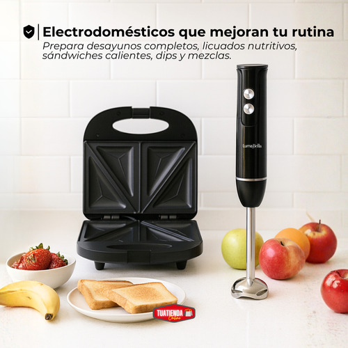 Mixer Minipimer Licuadora De Mano Y Sandwichera Eléctrica 