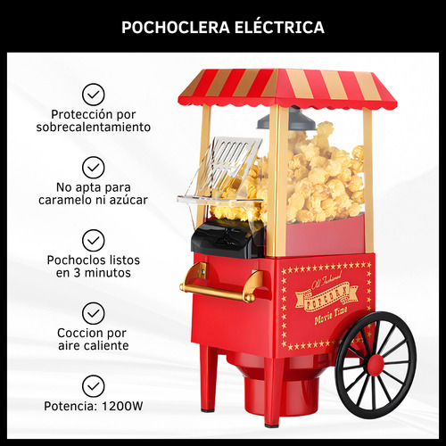 Pochoclera Vintage Aire Caliente Oryx Máquina Pochoclos Rojo