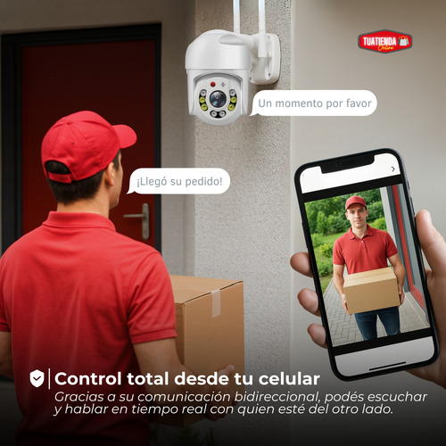 Cámara De Seguridad Domo Smart Ip Wifi Ptz 360º 5mp 1080p Blanco