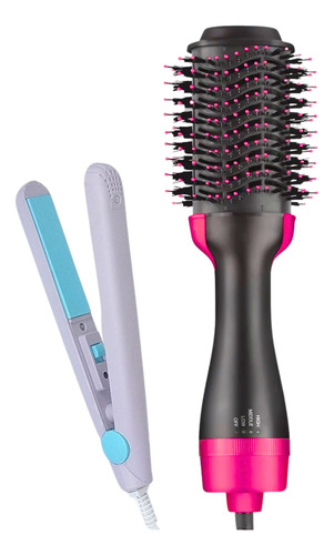 Cepillo Secador Modelador 3 En 1 Y Mini Planchita Pelo Combo