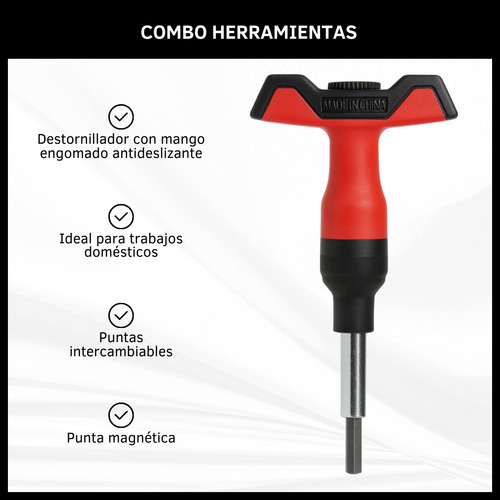 Set Kit Llaves Combinada Destornillador Cinta Métrica