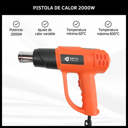 Pistola De Calor 2 Velocidades 60-600ºc 2000w Aire Caliente 
