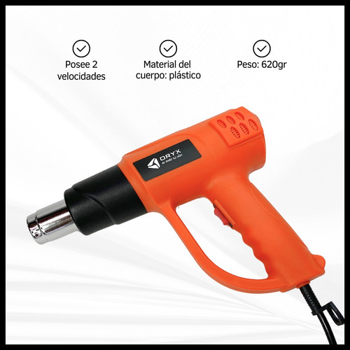 Pistola De Calor 2 Velocidades 60-600ºc 2000w Aire Caliente 